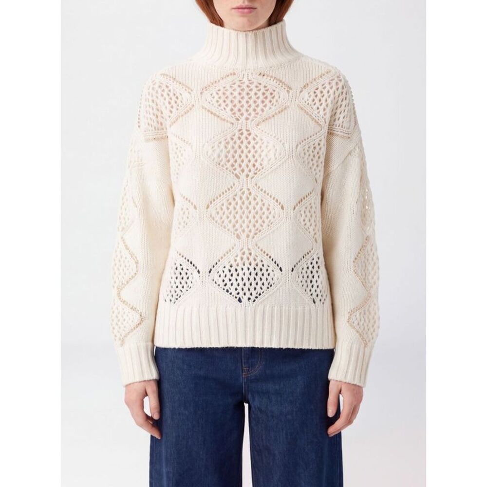 Liu Jo Women Open-Knit Roll Neck Jumper Liu Jo In Wool Blend With Back Logo